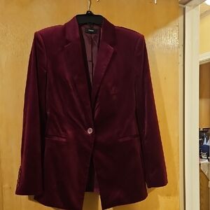 Theory Deep Red Velvet Blazer